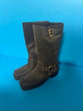 Michael Kors Brown Suede Buckle Harness Boots